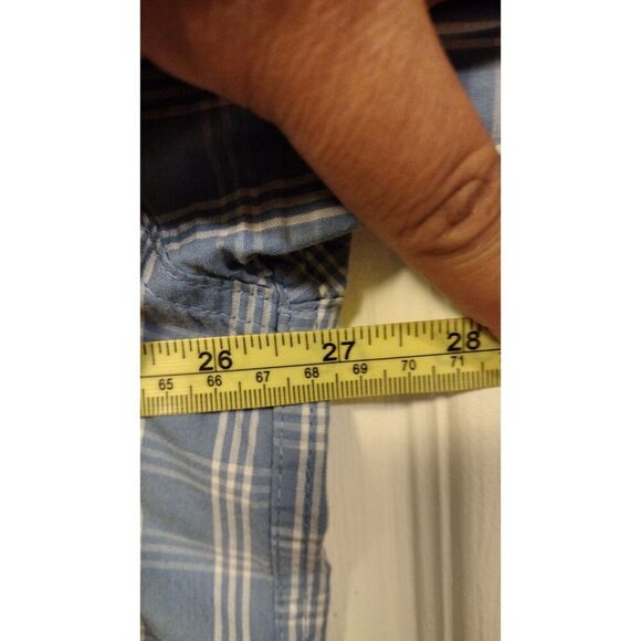 Wrangler men's Authentics Blue Plaid short sleeve button down everyday shirt - Picture 5 of 6